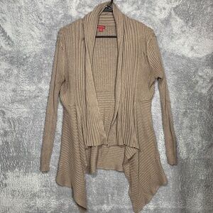 Merona Women’s Ribbed Open Front Cardigan Sweater Brown Long Sleeve Size L